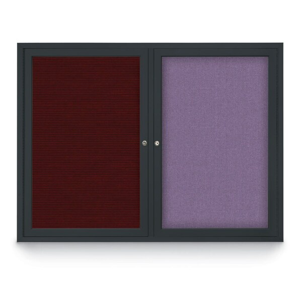 United Visual Products Decor Wood Combo Board, 24"x18", Light Oak/Black Porcelain & Black UV701DEFAB-LTOAK-BLKPORC-BLACK - main